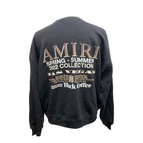 100% Auth NWT Amiri Black Coffee Graphic Print Crew Neck Sweatshirt Oversized M - Picture 2 of 11